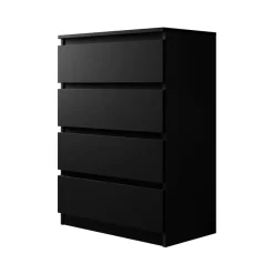 Garnero Arredamenti Comò|Comò-Cassettiera 70x100h cm 4 cassetti moderna nero Rotterdam Nero Opaco