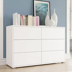 Garnero Arredamenti Comò|Comò-Cassettiera 120x73h cm 6 cassetti moderna bianco Eindhoven