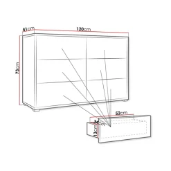 Garnero Arredamenti Comò|Comò-Cassettiera 120x73h cm 6 cassetti moderna bianco Eindhoven