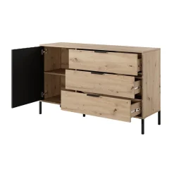 Garnero Arredamenti Comò|Comò-Cassettiera 137x82h cm 3 cassetti rovere antracite Rubik