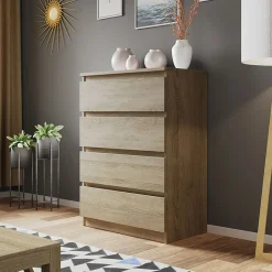 Garnero Arredamenti Comò|Comò-Cassettiera 70x100h cm 4 cassetti moderna Rotterdam Rovere