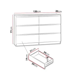 Garnero Arredamenti Comò|Comò-Cassettiera 120x77h cm 6 cassetti moderna  bianco Rotterdam Bianco Opaco