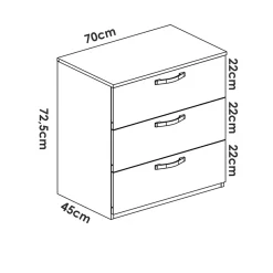 Garnero Arredamenti Comò|Comò-Cassettiera 70x72h cm 3 cassetti in legno Carlos