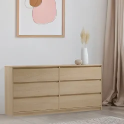 Garnero Arredamenti Cassettiera|Cassettiera-Cassettiera 181x87h cm 6 cassetti moderna rovere Funny