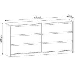 Garnero Arredamenti Cassettiera|Cassettiera-Cassettiera 181x87h cm 6 cassetti moderna rovere Funny