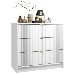 Garnero Arredamenti Cassettiera|Cassettiera-Cassettiera 80x75h cm 3 cassetti moderna bianco Athena Bianco Opaco