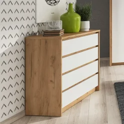 Garnero Arredamenti Comò|Comò-Cassettiera 93x90h cm 4 cassetti bianco rovere Sweet
