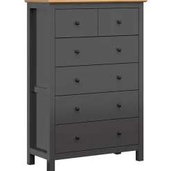 Garnero Arredamenti Cassettiera|Cassettiera-Cassettiera 101x145h cm 6 cassetti nero grafite rovere chiaro Holga Grafite - Rovere