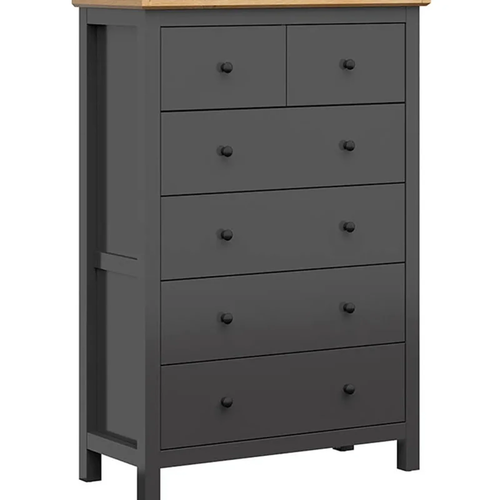 Garnero Arredamenti Cassettiera|Cassettiera-Cassettiera 101x145h cm 6 cassetti nero grafite rovere chiaro Holga Grafite - Rovere