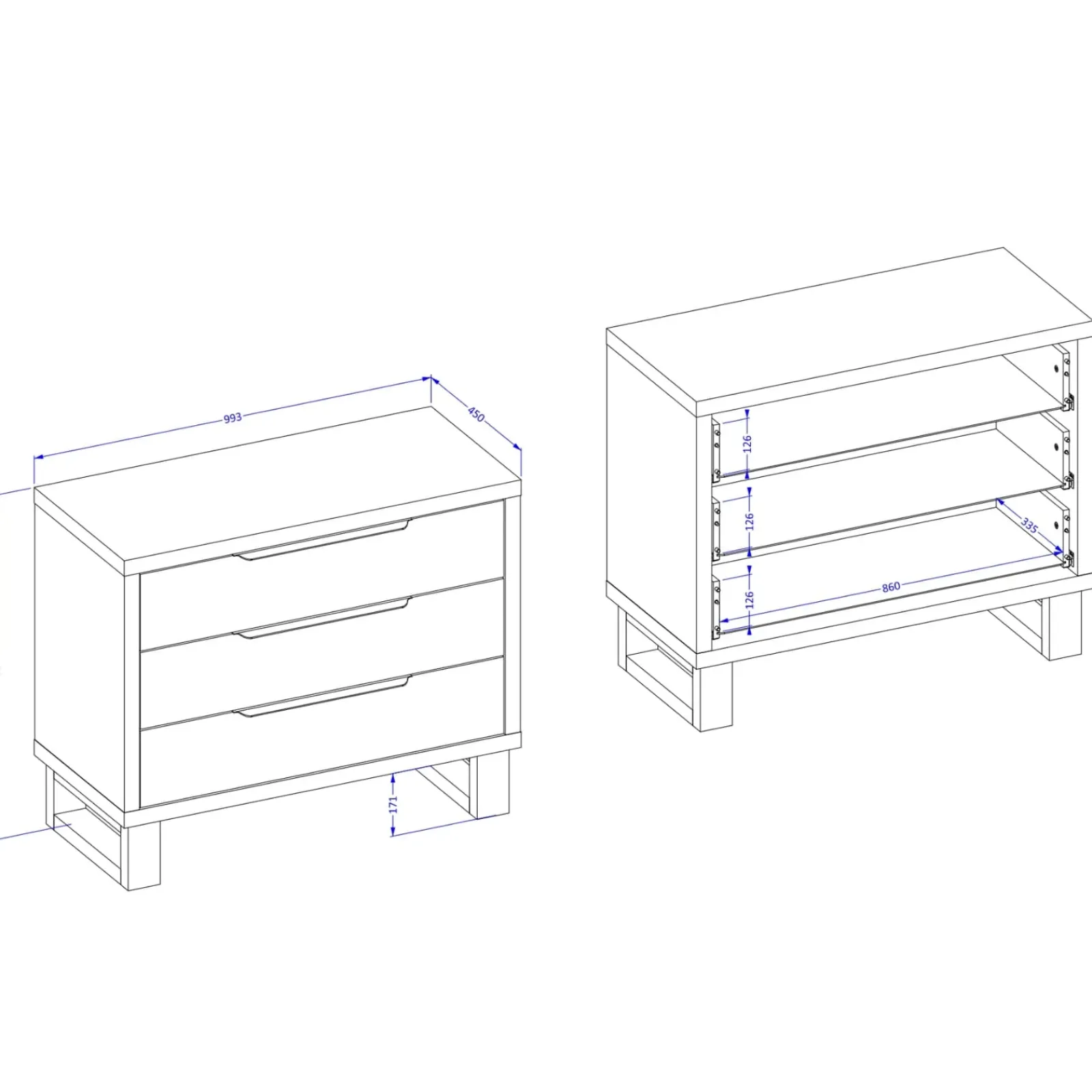 Garnero Arredamenti Comò|Comò-Cassettiera 100x83h cm 3 cassetti rovere Petra