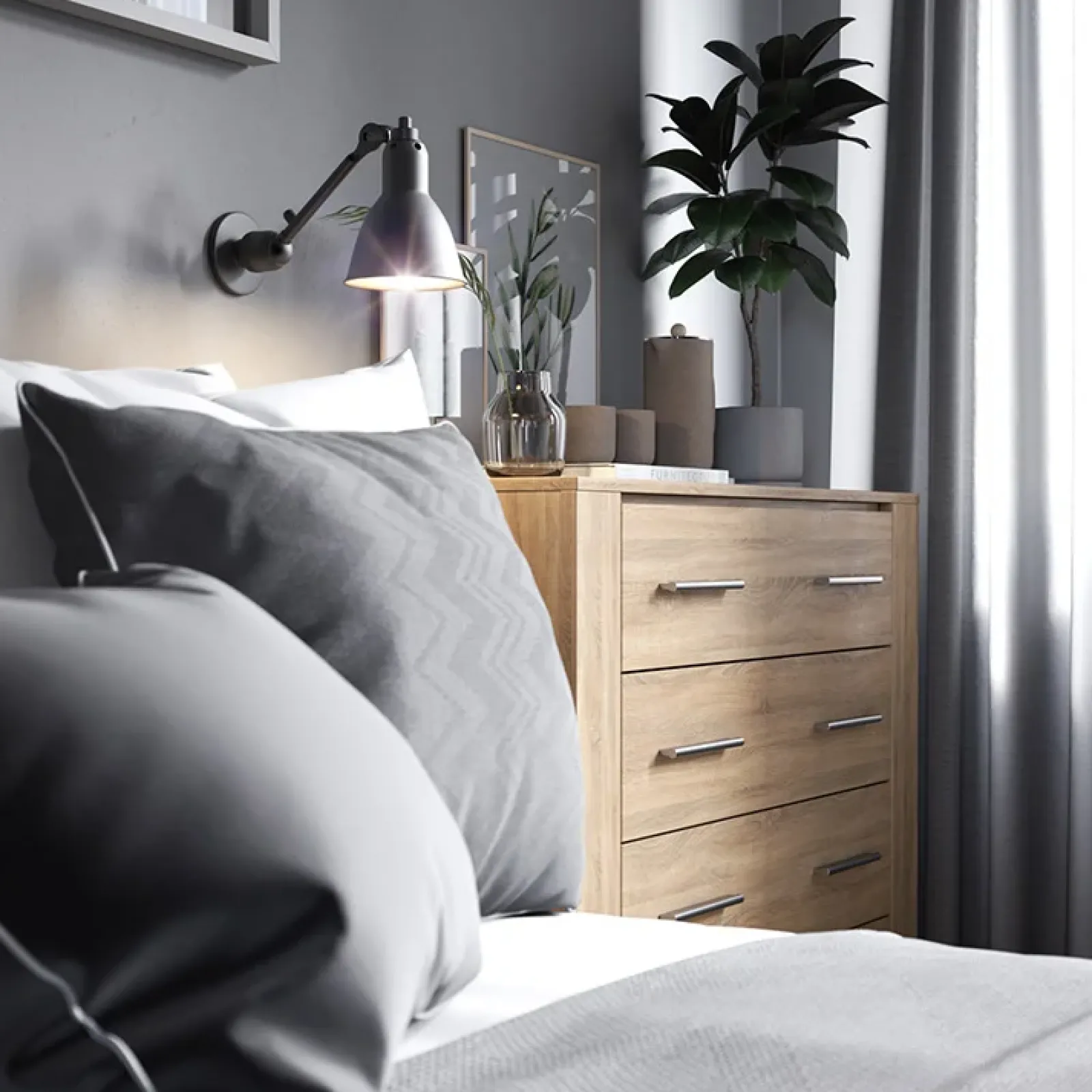 Garnero Arredamenti Cassettiera|Cassettiera-Cassettiera 100x90h cm 4 cassetti Ombra Rovere