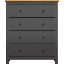 Garnero Arredamenti Cassettiera|Cassettiera-Cassettiera 101x120h cm 4 cassetti nero grafite rovere chiaro Holga