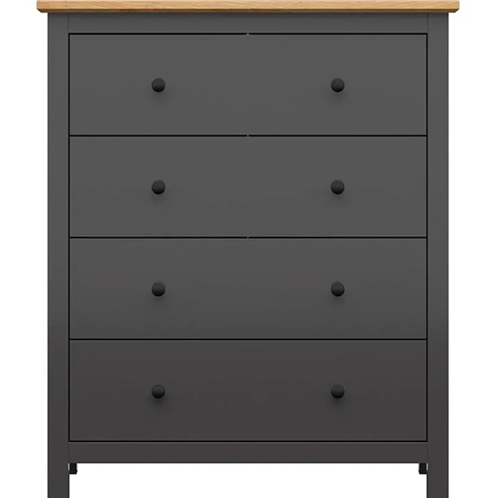 Garnero Arredamenti Cassettiera|Cassettiera-Cassettiera 101x120h cm 4 cassetti nero grafite rovere chiaro Holga