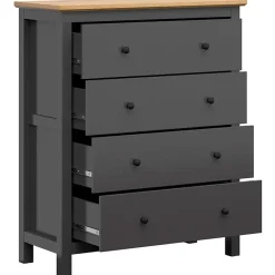 Garnero Arredamenti Cassettiera|Cassettiera-Cassettiera 101x120h cm 4 cassetti nero grafite rovere chiaro Holga