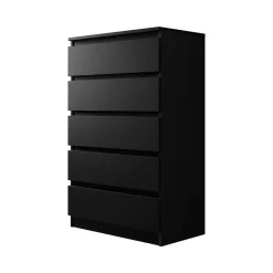 Garnero Arredamenti Comò|Comò-Cassettiera 70x112h cm 5 cassetti moderna nero Rotterdam Nero Opaco