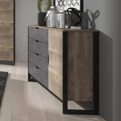 Garnero Arredamenti Comò|Comò-Cassettiera 138x99h cm 4 cassetti grigio quercia Dable