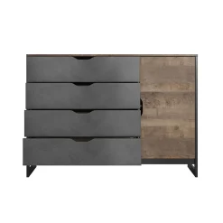 Garnero Arredamenti Comò|Comò-Cassettiera 138x99h cm 4 cassetti grigio quercia Dable