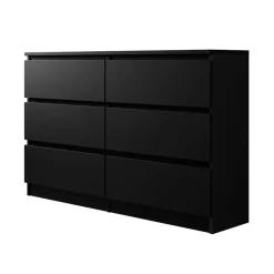 Garnero Arredamenti Comò|Comò-Cassettiera 120x77h cm 6 cassetti moderna nero Rotterdam Nero Opaco