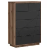 Garnero Arredamenti Cassettiera|Cassettiera-Cassettiera 90x131h cm 5 cassetti rovere scuro nero opaco Elin