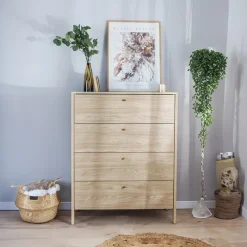 Garnero Arredamenti Cassettiera|Cassettiera-Cassettiera 92x116h cm 4 cassetti rovere Noor