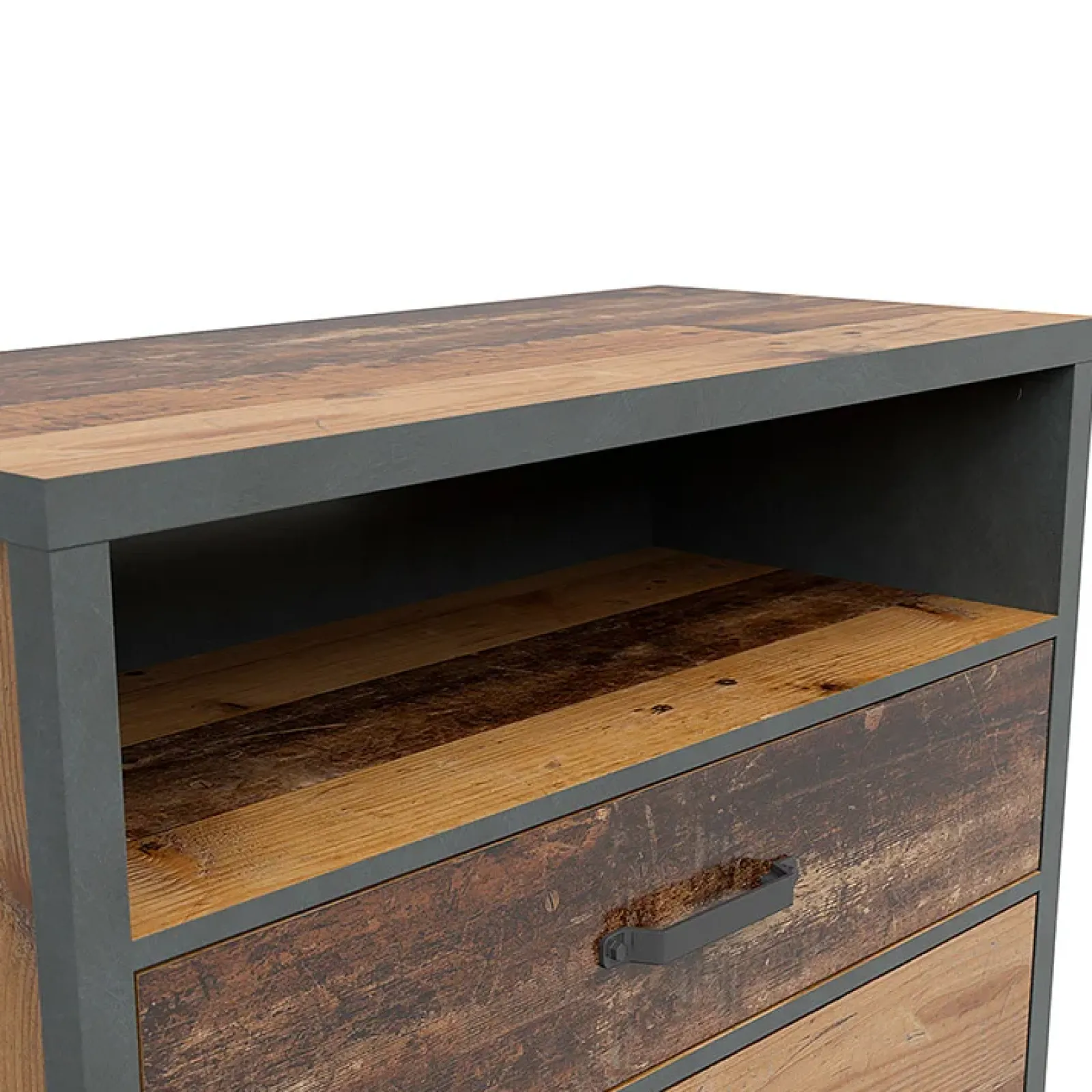 Garnero Arredamenti Cassettiera|Cassettiera-Cassettiera 91x90h cm 3 cassetti stile soft rovere scuro nero Urbania