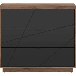 Garnero Arredamenti Cassettiera|Cassettiera-Cassettiera 106x93h cm 3 cassetti rovere scuro nero opaco Elin