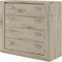 Garnero Arredamenti Cassettiera|Cassettiera-Cassettiera 100x90h cm 4 cassetti Ombra Rovere Rustico