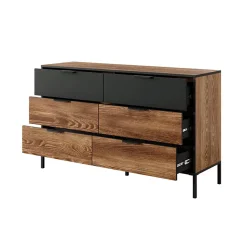 Garnero Arredamenti Comò|Comò-Cassettiera 137x82h cm 6 cassetti quercia nero Smooty