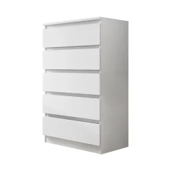 Garnero Arredamenti Comò|Comò-Cassettiera 70x112h cm 5 cassetti moderna bianco Rotterdam Bianco Opaco