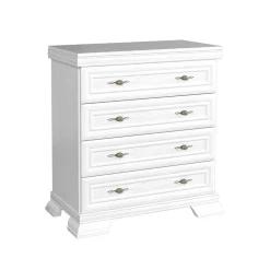 Garnero Arredamenti Cassettiera|Cassettiera-Cassettiera 88x97h cm 4 cassetti shabby Kelly Bianco Frassinato