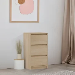 Garnero Arredamenti Cassettiera|Cassettiera-Cassettiera 47x87h cm 3 cassetti moderna rovere Funny