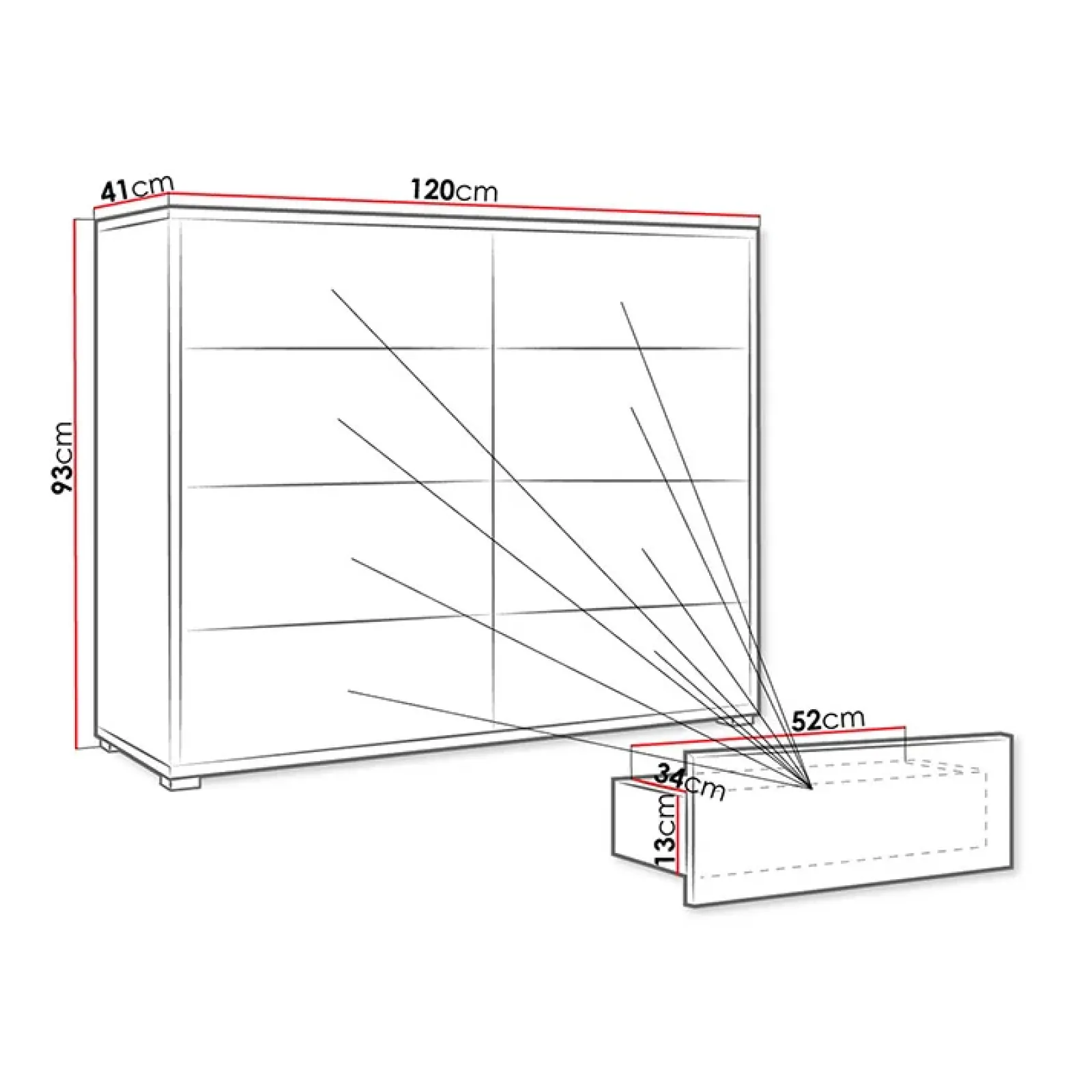 Garnero Arredamenti Comò|Comò-Cassettiera 120x93h cm 8 cassetti moderna bianco Eindhoven