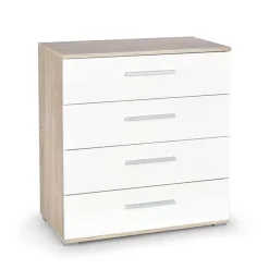 Garnero Arredamenti Cassettiere Ufficio|Cassettiera-Cassettiera 77x82h cm 4 cassetti moderna bianco rovere Viki