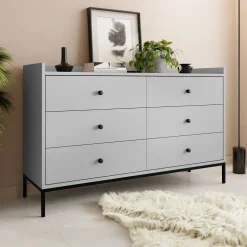 Garnero Arredamenti Cassettiera|Cassettiera-Cassettiera 130x80h cm design moderno 6 cassetti Pollon Grigio