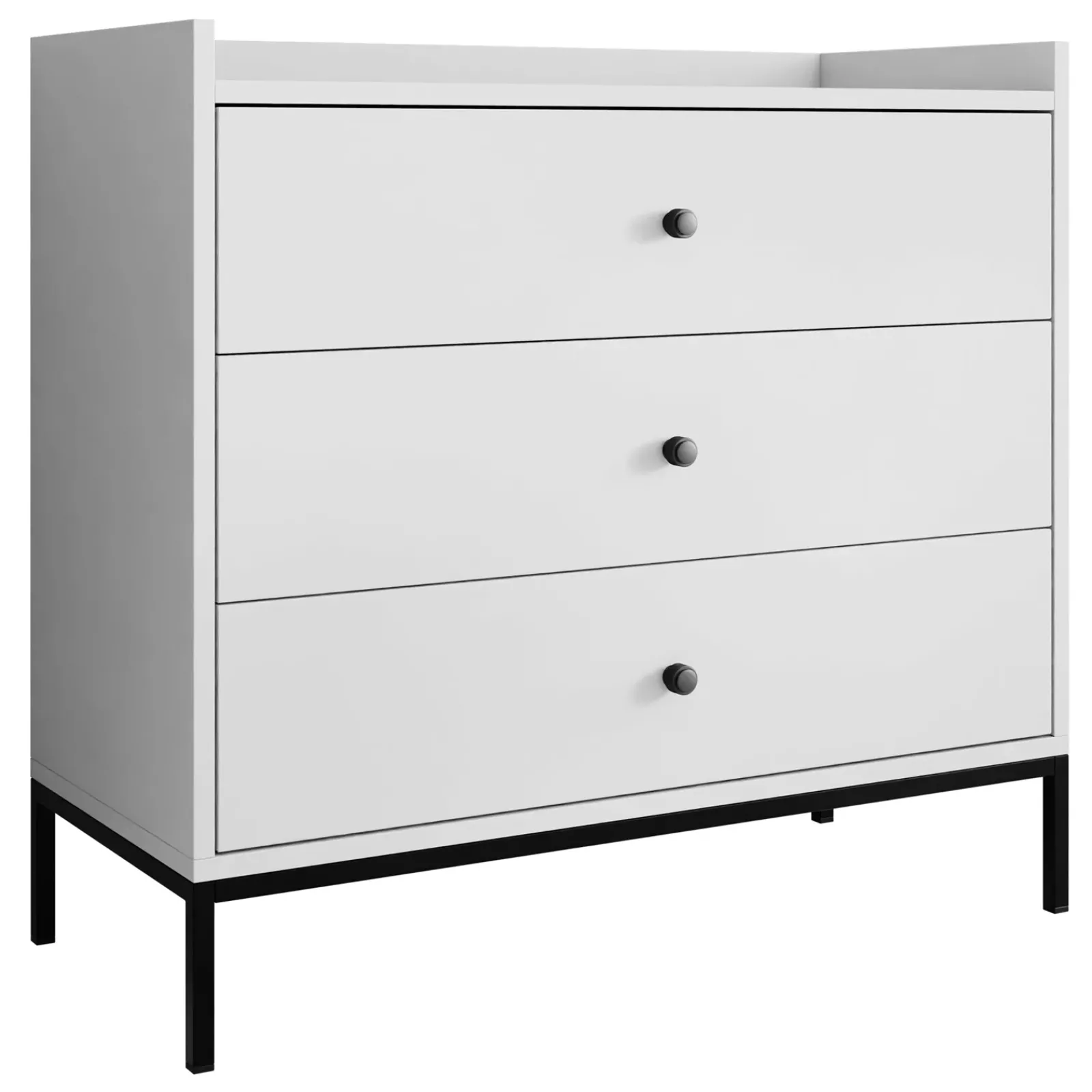 Garnero Arredamenti Cassettiera|Cassettiera-Cassettiera 80x80h cm design moderno 3 cassetti bianco Pollon Bianco Opaco