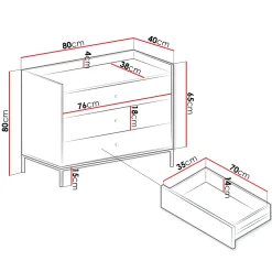 Garnero Arredamenti Cassettiera|Cassettiera-Cassettiera 80x80h cm design moderno 3 cassetti bianco Pollon Bianco Opaco