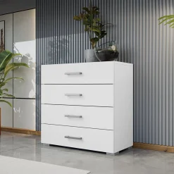 Garnero Arredamenti Cassettiera|Cassettiera-Cassettiera 77x74h cm design moderno 4 cassetti bianco Pastello