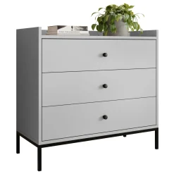 Garnero Arredamenti Cassettiera|Cassettiera-Cassettiera 80x80h cm design moderno 3 cassetti Pollon Grigio