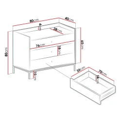 Garnero Arredamenti Cassettiera|Cassettiera-Cassettiera 80x80h cm design moderno 3 cassetti Pollon Grigio
