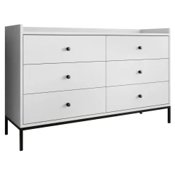 Garnero Arredamenti Cassettiera|Cassettiera-Cassettiera 130x80h cm design moderno 6 cassetti bianco Pollon Bianco Opaco