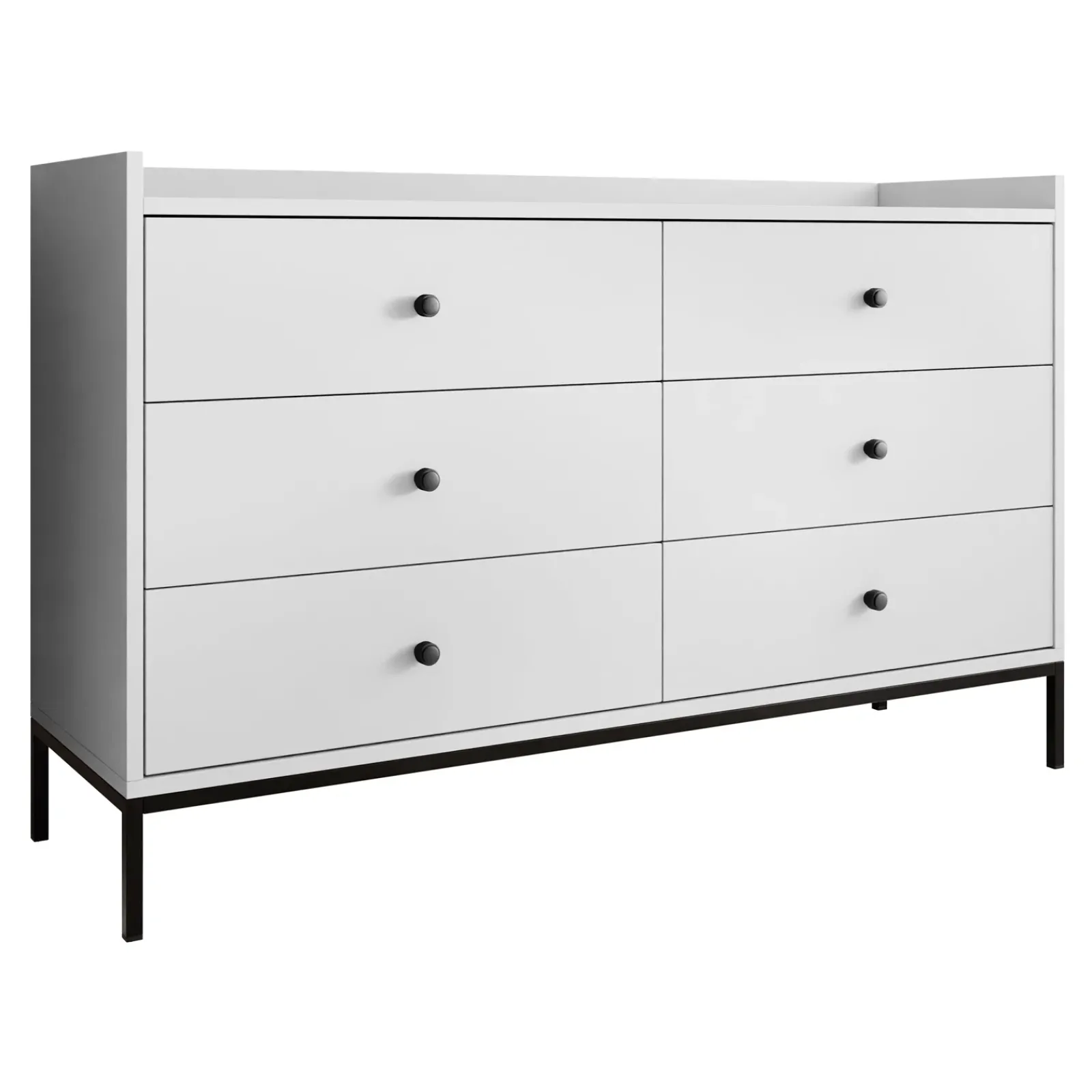 Garnero Arredamenti Cassettiera|Cassettiera-Cassettiera 130x80h cm design moderno 6 cassetti bianco Pollon Bianco Opaco