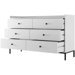 Garnero Arredamenti Cassettiera|Cassettiera-Cassettiera 130x80h cm design moderno 6 cassetti bianco Pollon Bianco Opaco