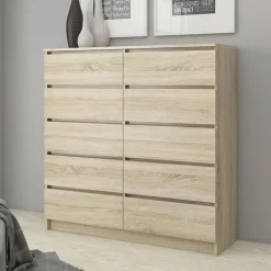 Garnero Arredamenti Cassettiera|Cassettiera-Cassettiera 120x120h cm moderna 10 cassetti Living Rovere