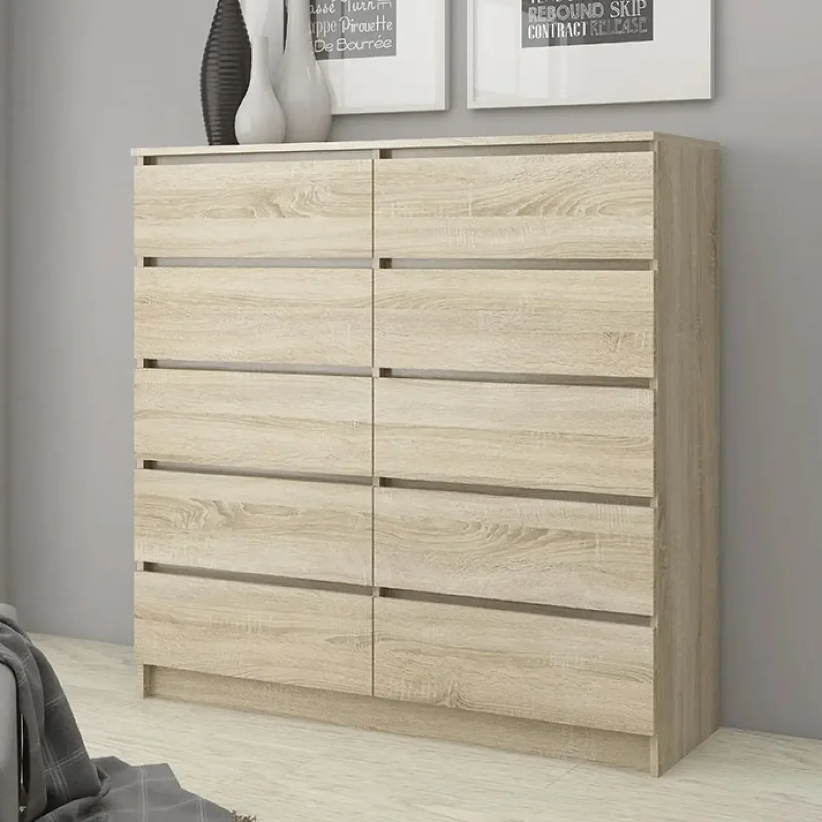 Garnero Arredamenti Cassettiera|Cassettiera-Cassettiera 120x120h cm moderna 10 cassetti Living Rovere