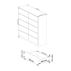 Garnero Arredamenti Cassettiera|Cassettiera-Cassettiera 120x120h cm moderna 10 cassetti Living Rovere