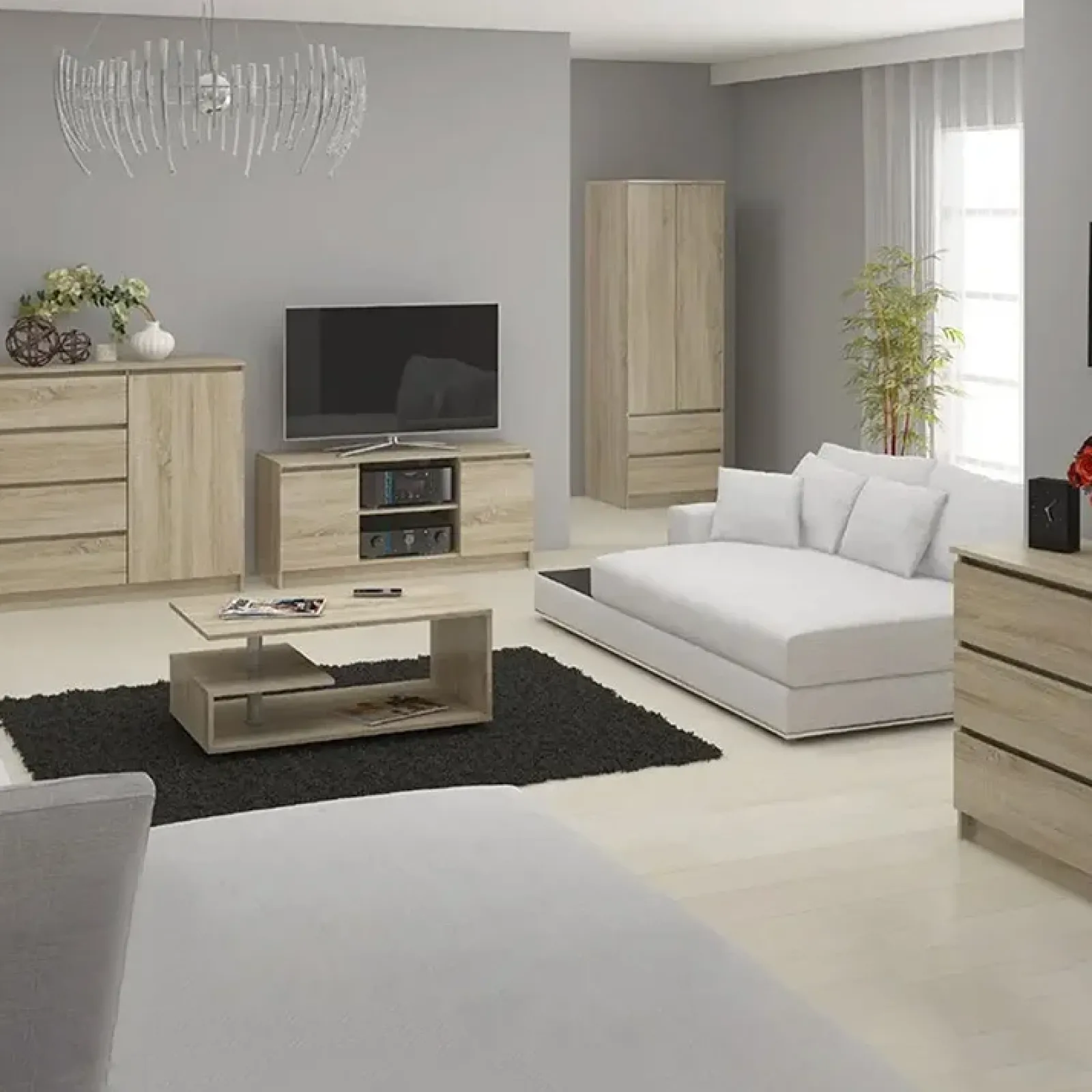 Garnero Arredamenti Cassettiera|Cassettiera-Cassettiera 120x120h cm moderna 10 cassetti Living Rovere