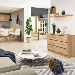 Garnero Arredamenti Cassettiera|Cassettiera-Cassettiera 120x77h cm moderna 6 cassetti Living Rovere