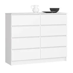 Garnero Arredamenti Cassettiera|Cassettiera-Cassettiera 120x100h cm moderna 8 cassetti bianco Living Bianco Opaco