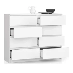 Garnero Arredamenti Cassettiera|Cassettiera-Cassettiera 120x100h cm moderna 8 cassetti bianco Living Bianco Opaco