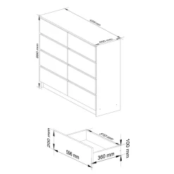 Garnero Arredamenti Cassettiera|Cassettiera-Cassettiera 120x100h cm moderna 8 cassetti bianco Living Bianco Opaco